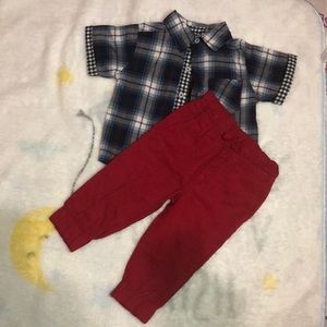 Ben Sherman Red & Plaid set for boys  (12 months)